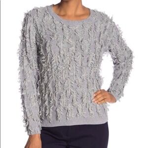 Vince Camuto fringe sweater heather gray size Large NWT